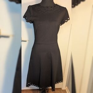 White House Black Market Black Eyelet Midi Dress